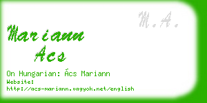 mariann acs business card